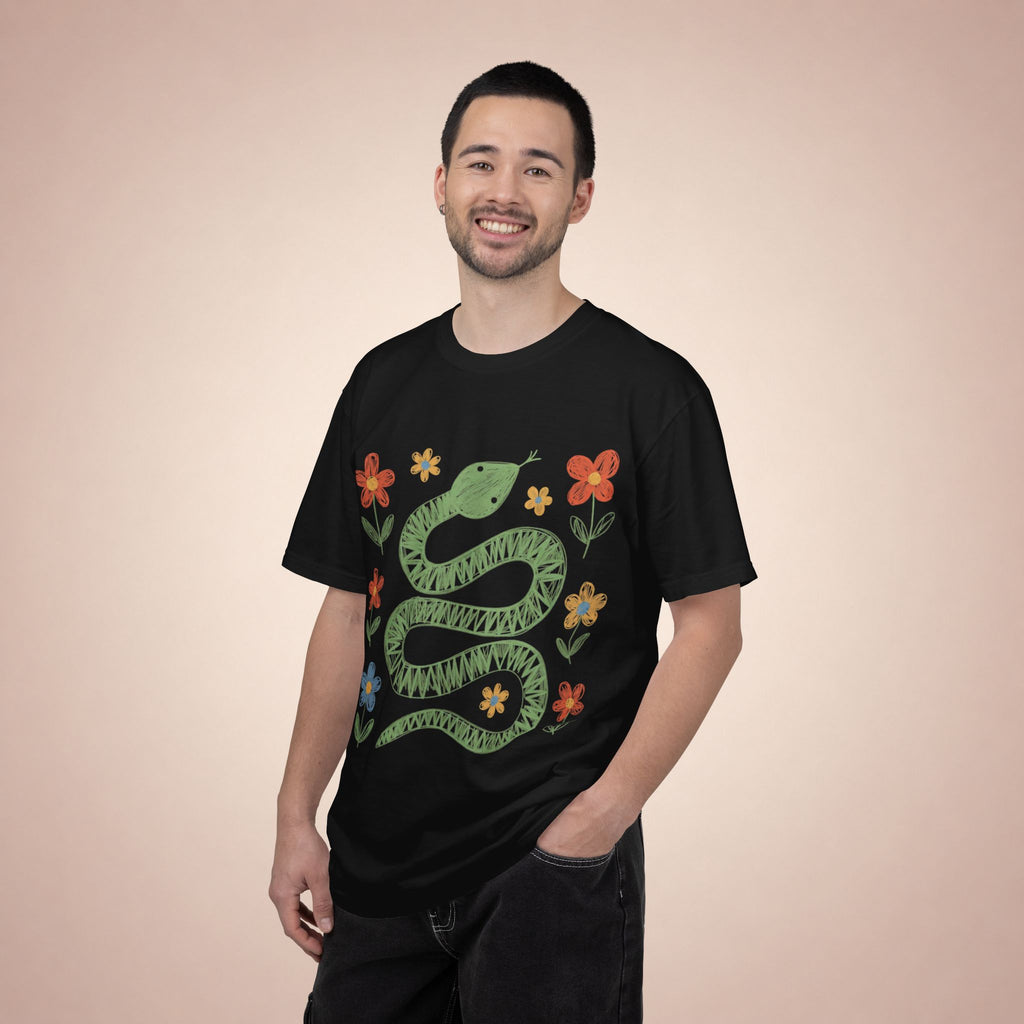 Green Snake Child Drawing T-Shirt | GOGO Premium Graphic Tee