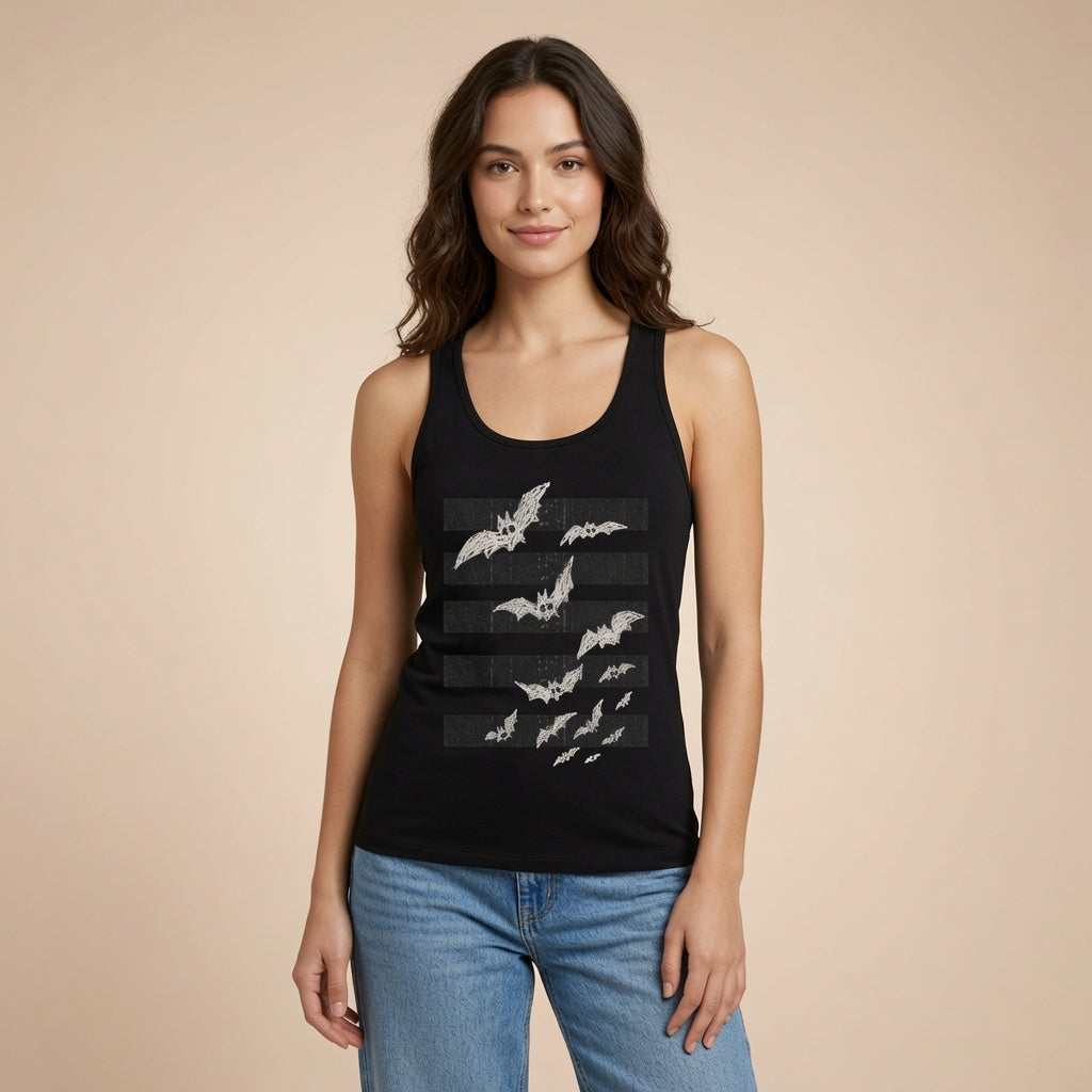 Child Drawing Bats Tank Top – Gothic Kids Artwork | GOGOtshirt Premium Women's Racerback