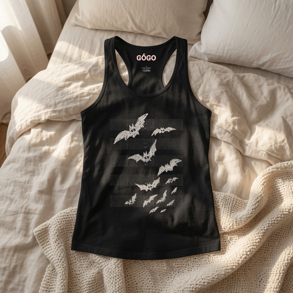 Child Drawing Bats Tank Top – Gothic Kids Artwork | GOGOtshirt Premium Women's Racerback
