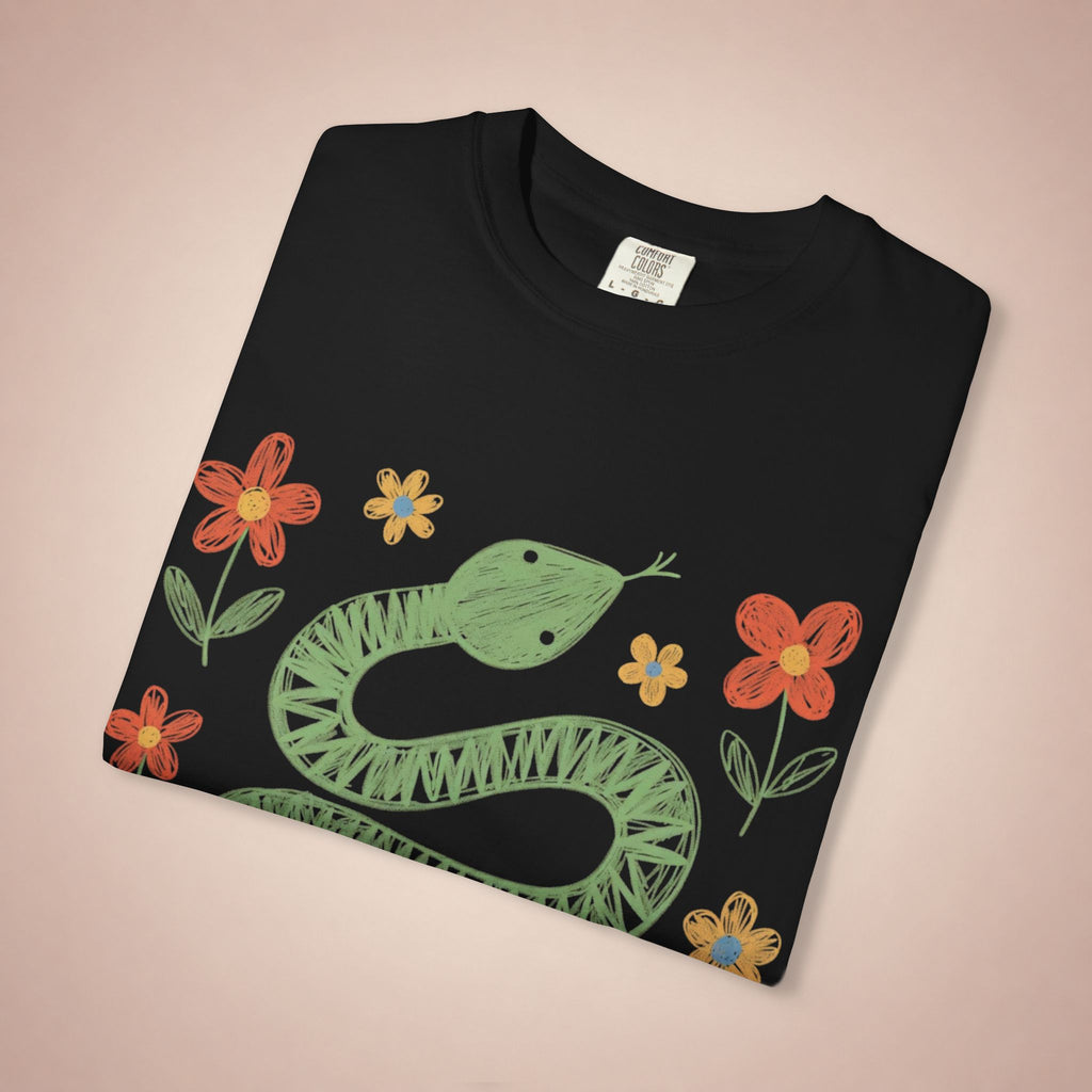 Green Snake Child Drawing T-Shirt | GOGO Premium Graphic Tee