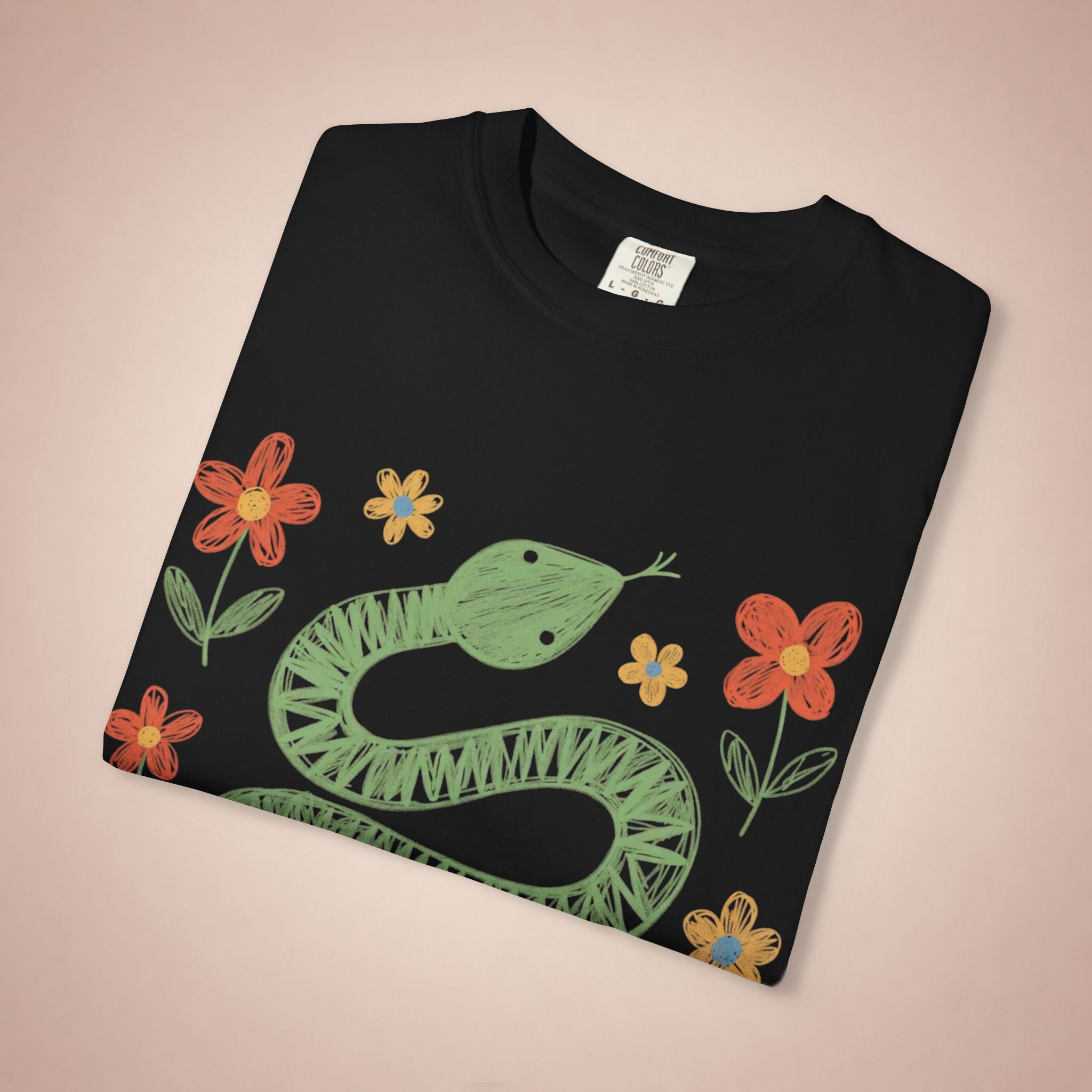 Green Snake Child Drawing T-Shirt | GOGO Premium Graphic Tee