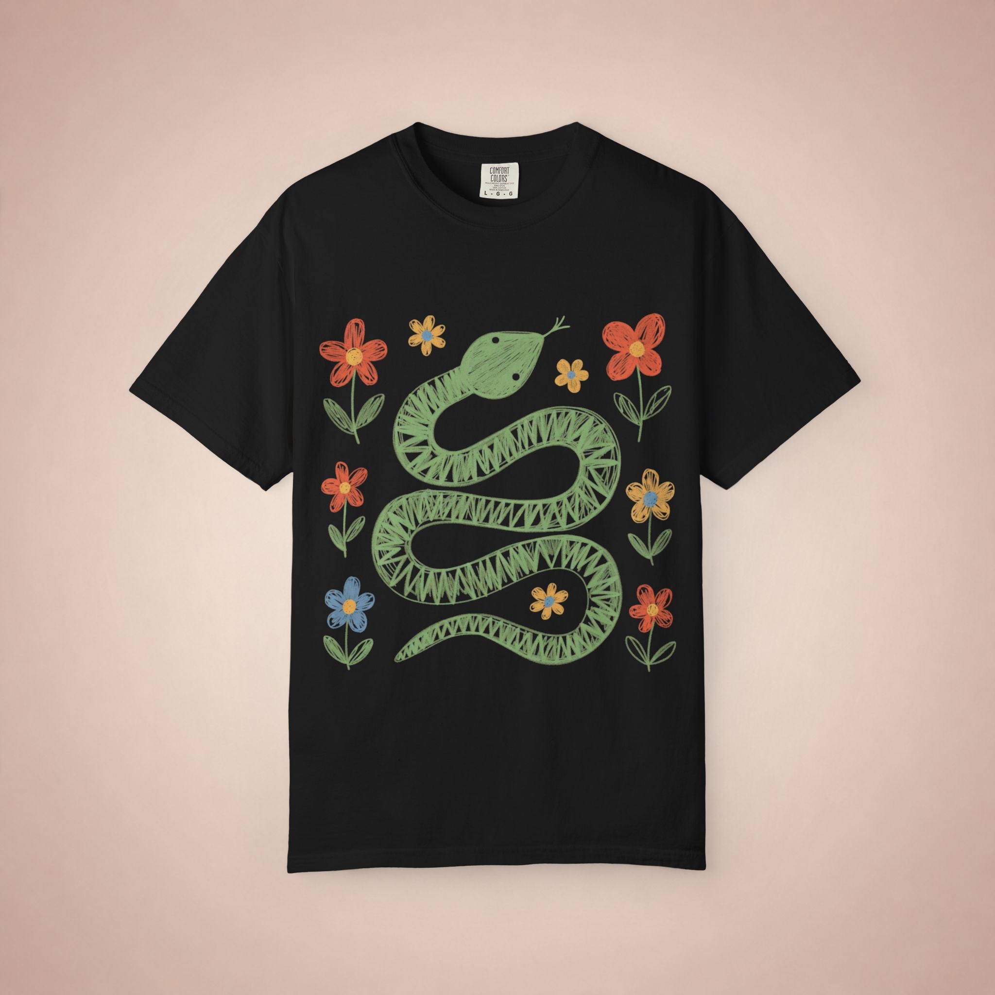 Green Snake Child Drawing T-Shirt | GOGO Premium Graphic Tee